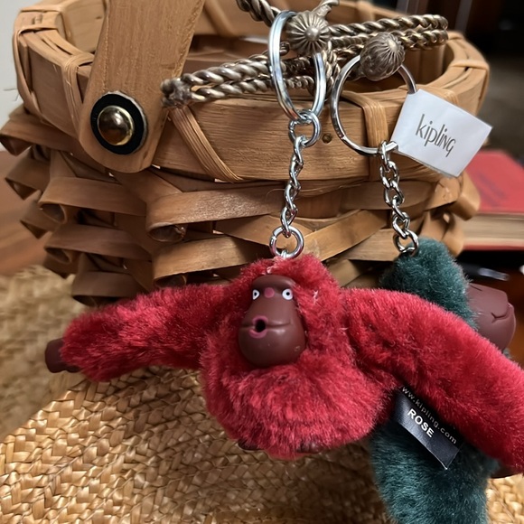 Kipling Red and Green Stuffed Animal Keychains - Picture 3 of 12